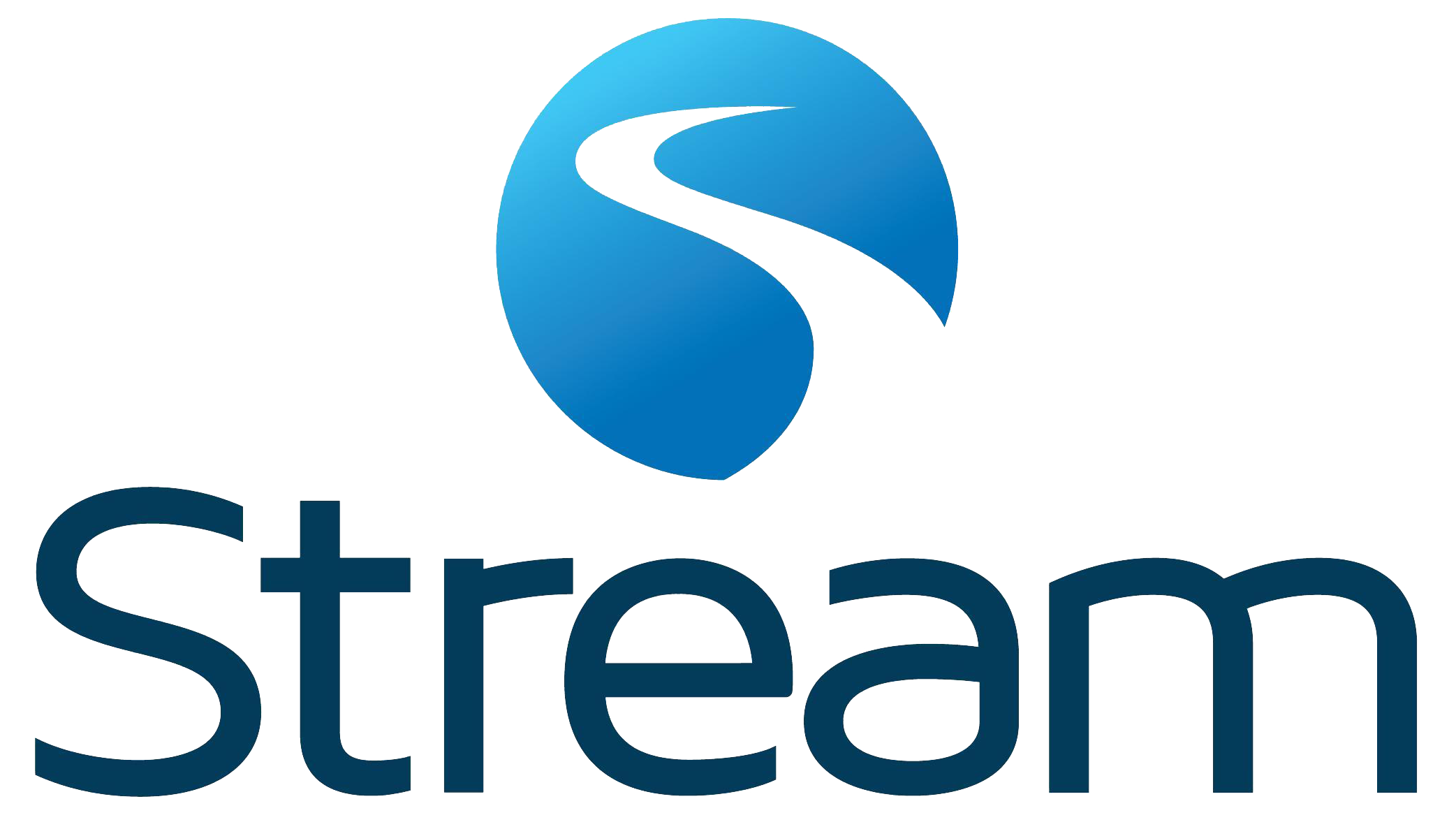 Blue Gradient Circle Logo with White Swoosh