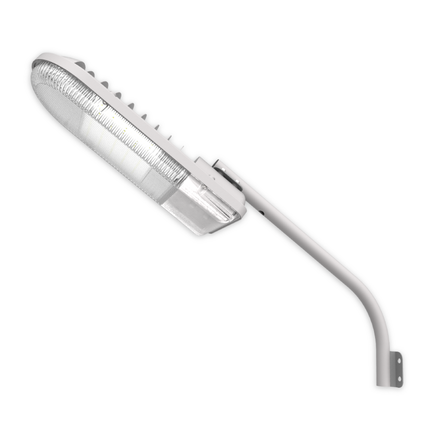 LED Street Light with Curved White Arm