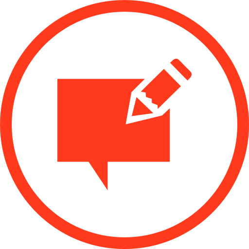 Red Speech Bubble with Pencil Icon