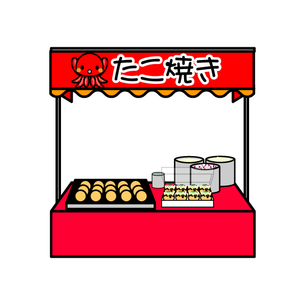 takoyaki kakigōri fried noodles market stall 夏祭り fireworks