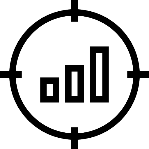 Black Outline Target with Rising Bar Chart