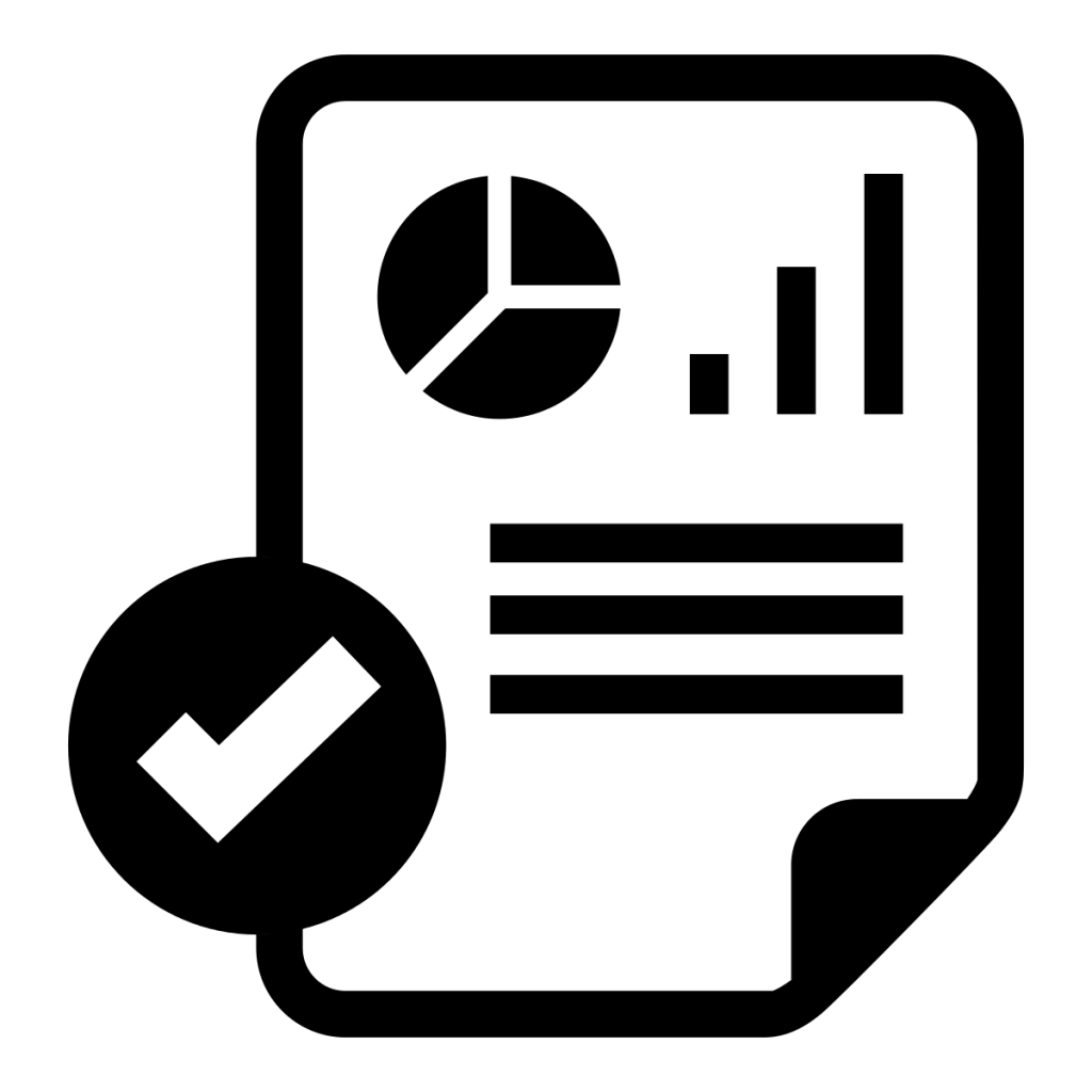 Black Document Report Icon with Pie Chart