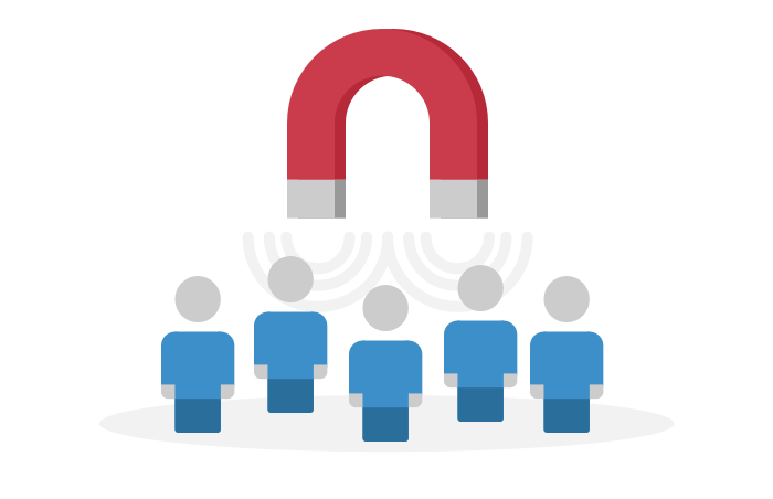 Red Horseshoe Magnet Attracting Blue People