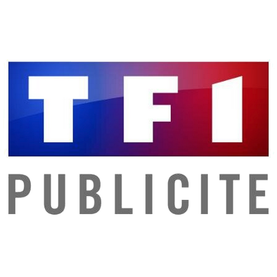 TF1 Publicite Logo, Blue-Red Gradient Bar