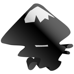 Glossy Black Mountain Icon with White Snowcap