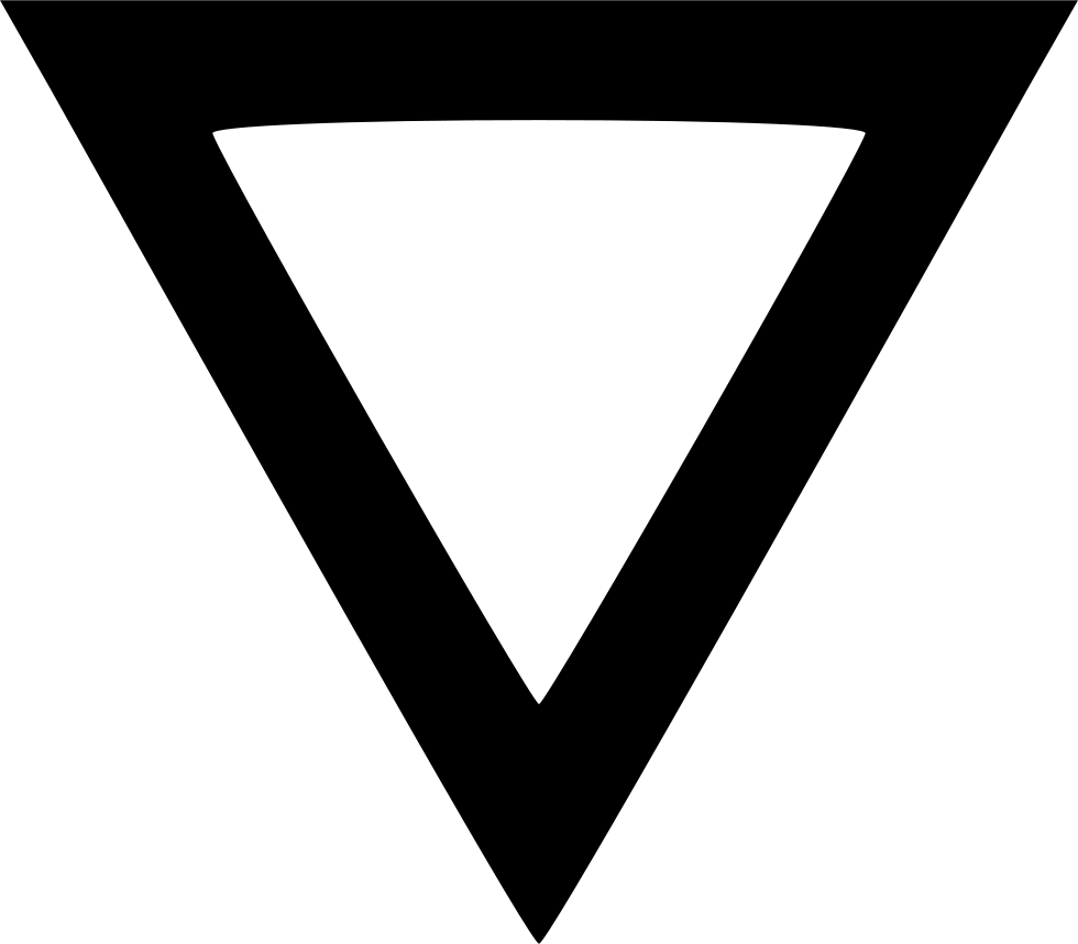 Bold Black Downward Triangle Outline Icon