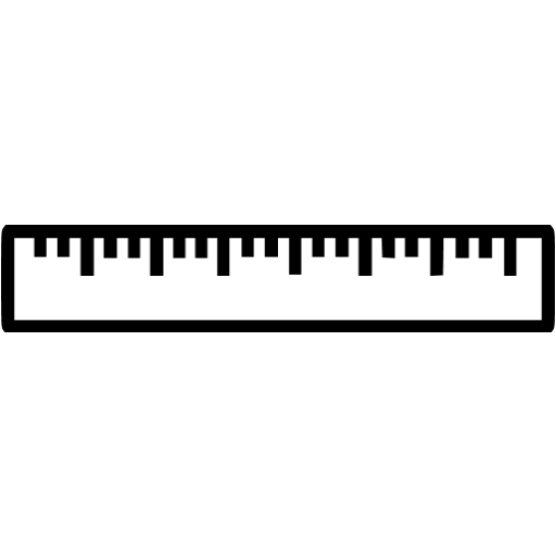 Black Outline Ruler Icon with Tick Marks