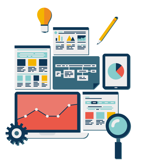 Flat Laptop Web Analytics Illustration