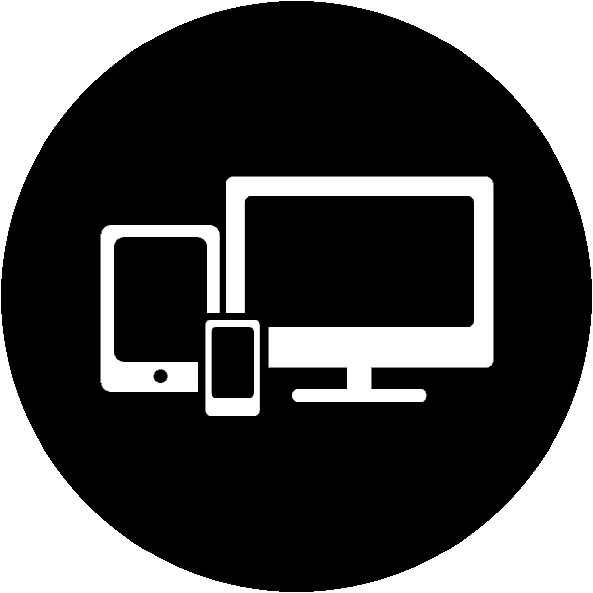White Devices Icon in Black Circle