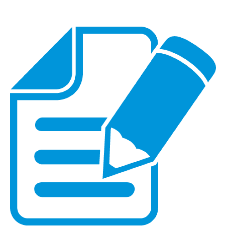 Blue Document and Pencil Flat Icon