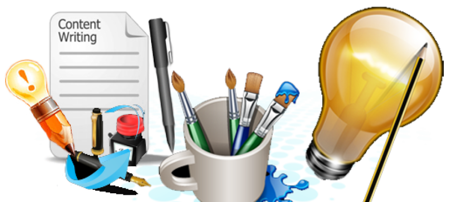 Writing Tools with Glowing Lightbulb Idea