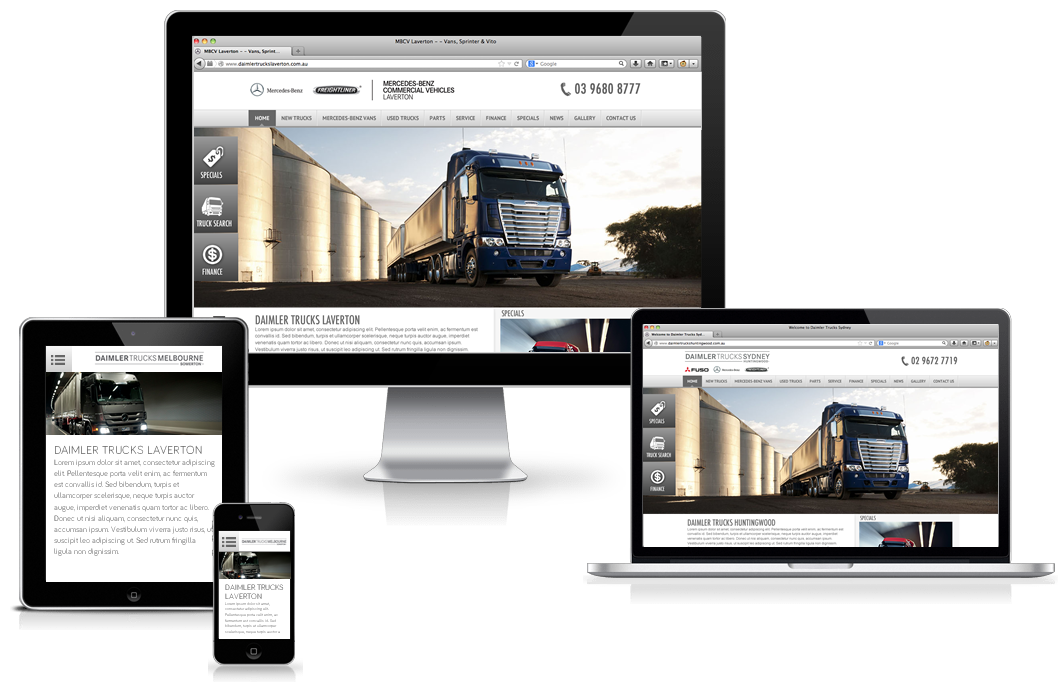 Responsive Truck Dealer Website on Multiple Devices