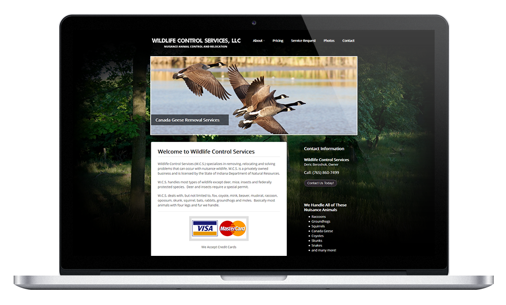 Laptop Mockup of Wildlife Control Website