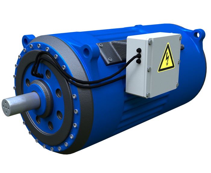 Blue Industrial Electric Motor with Grey Flange