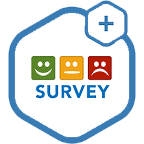 Survey Icon Blue Hexagon with Smiley Faces
