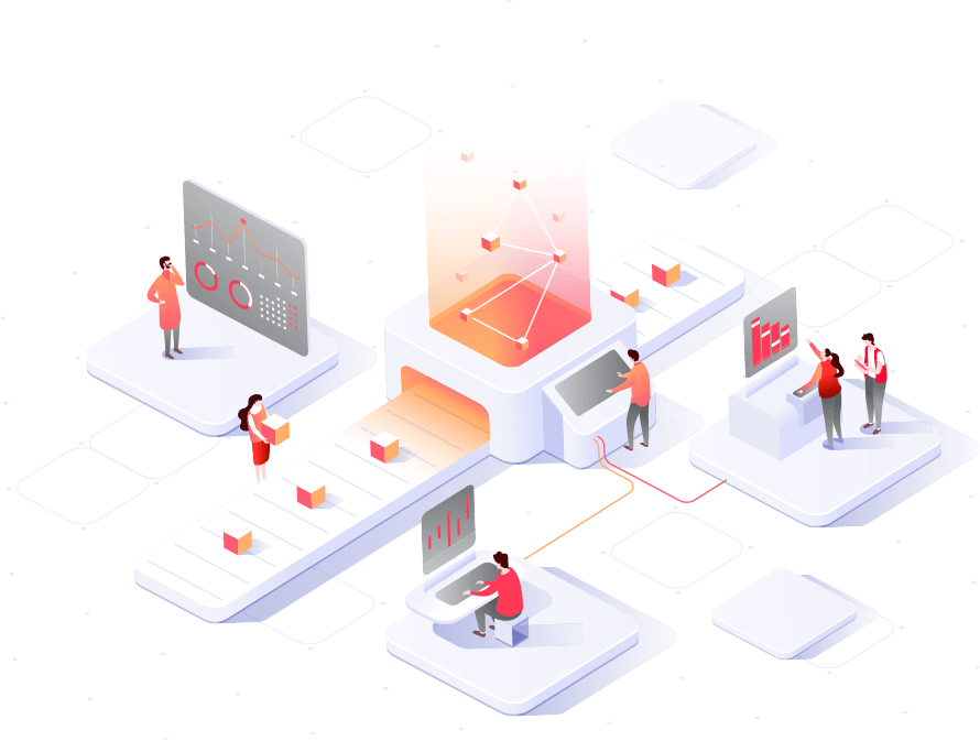 Isometric Data Analytics Team with Dashboards