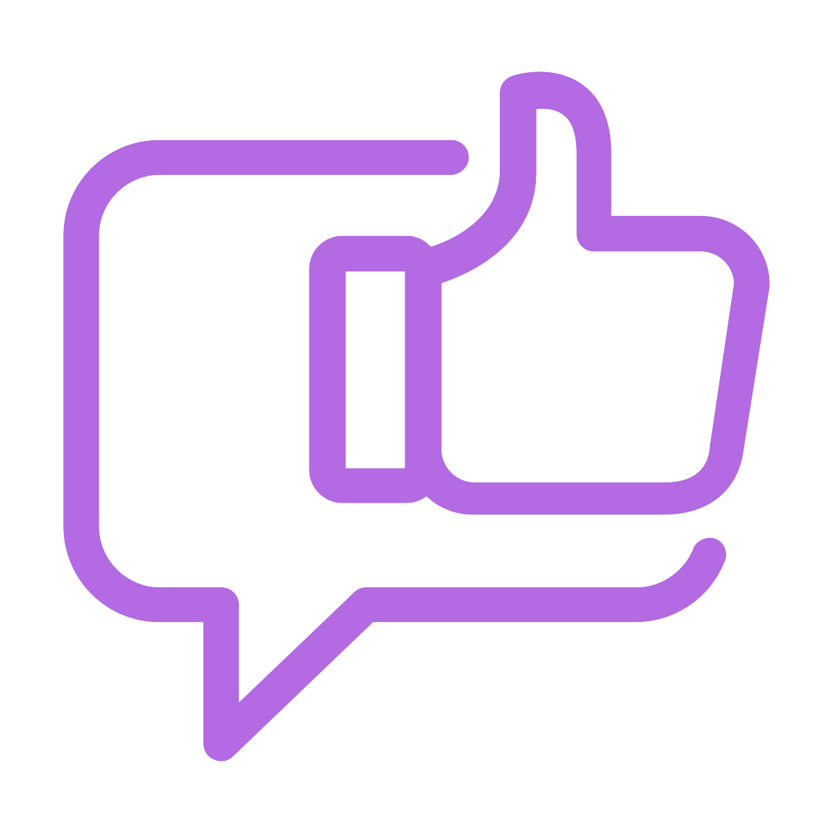 Purple Outline Speech Bubble Thumbs-Up Icon