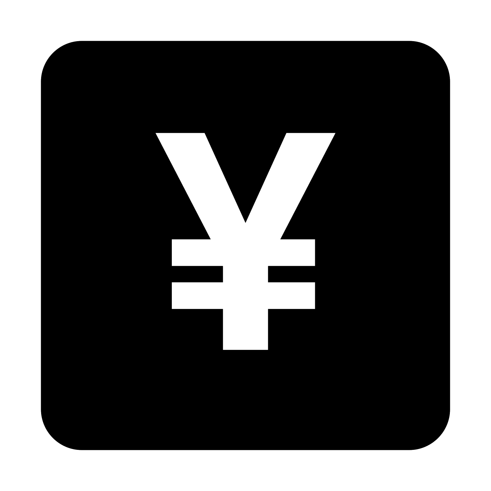 Bold White Yen Symbol in Black Square