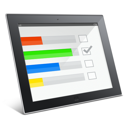 Tablet Showing Colorful Progress Bars Checklist