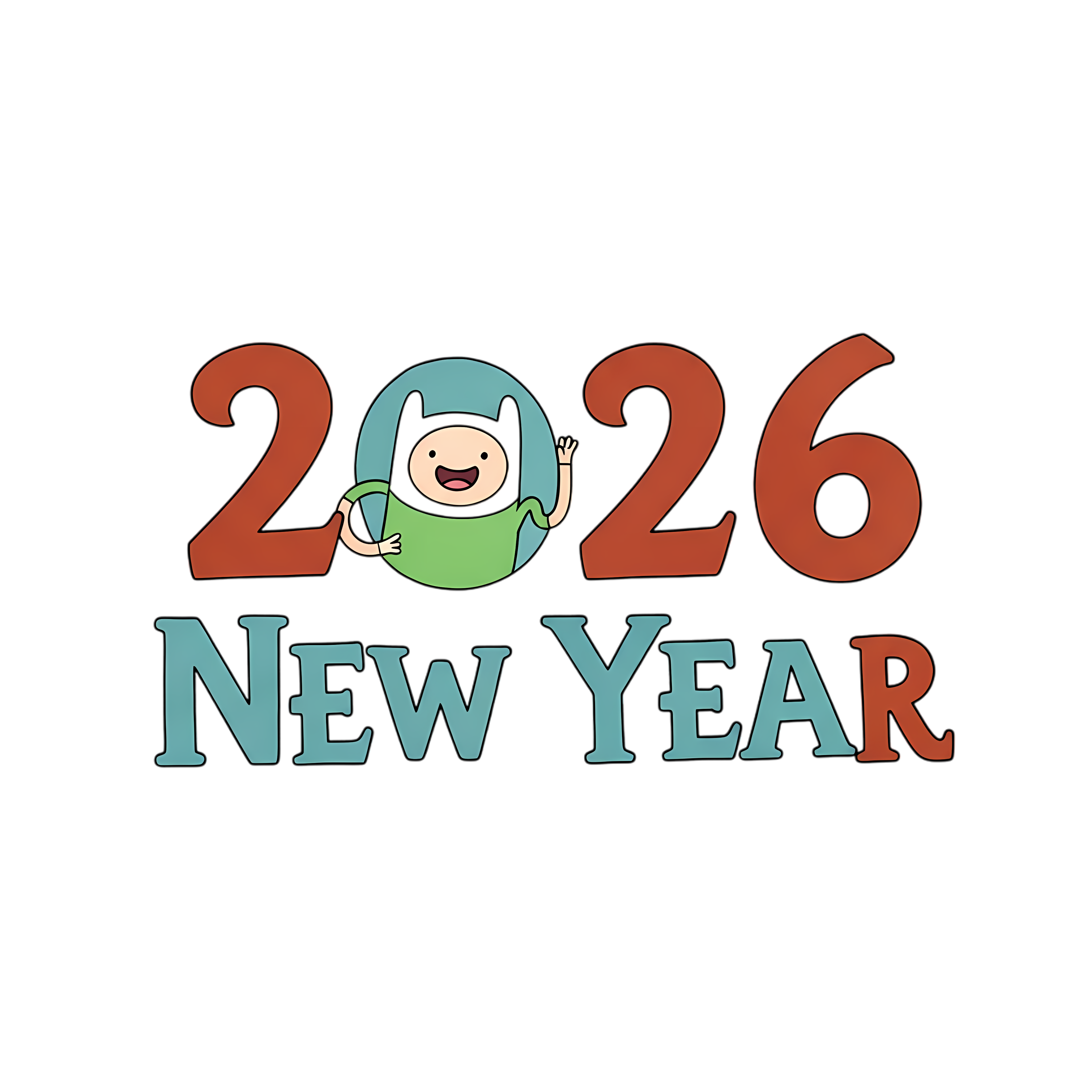 2026 New Year Cartoon Character Waving