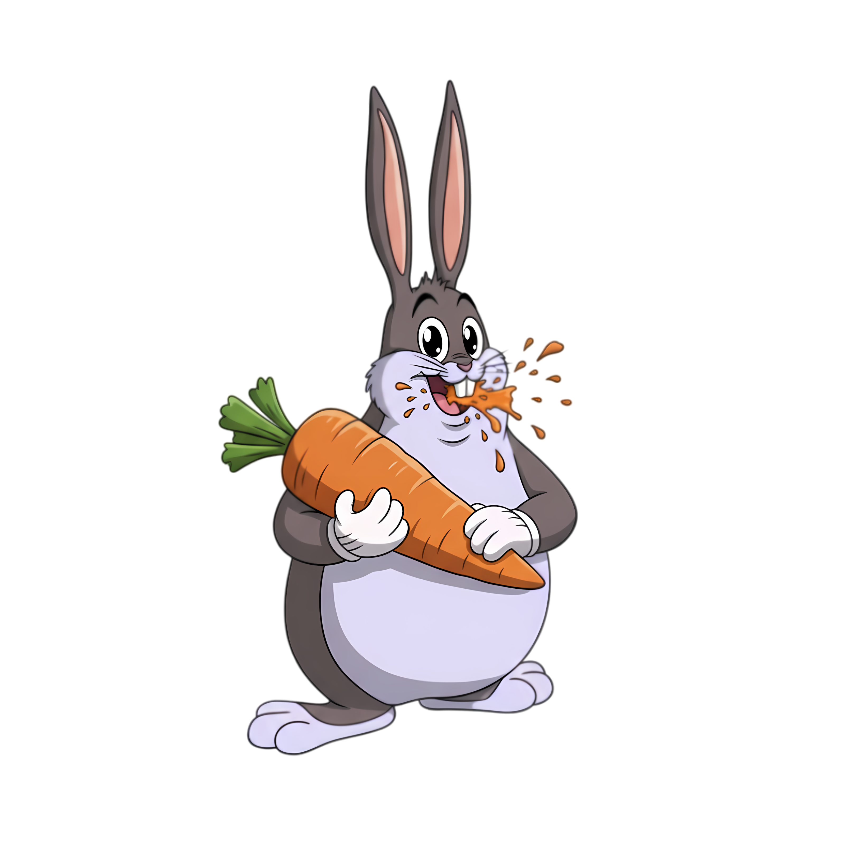 anime big chungus eating a huge carrot comically