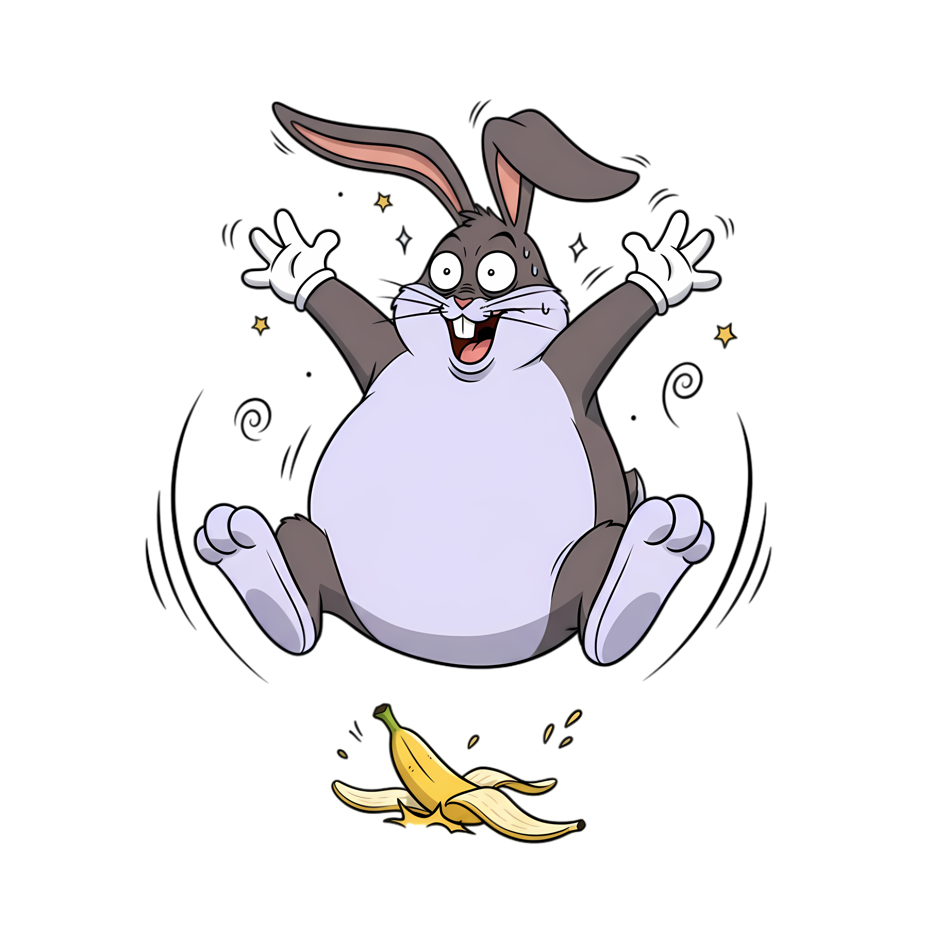 anime big chungus slipping on a banana peel