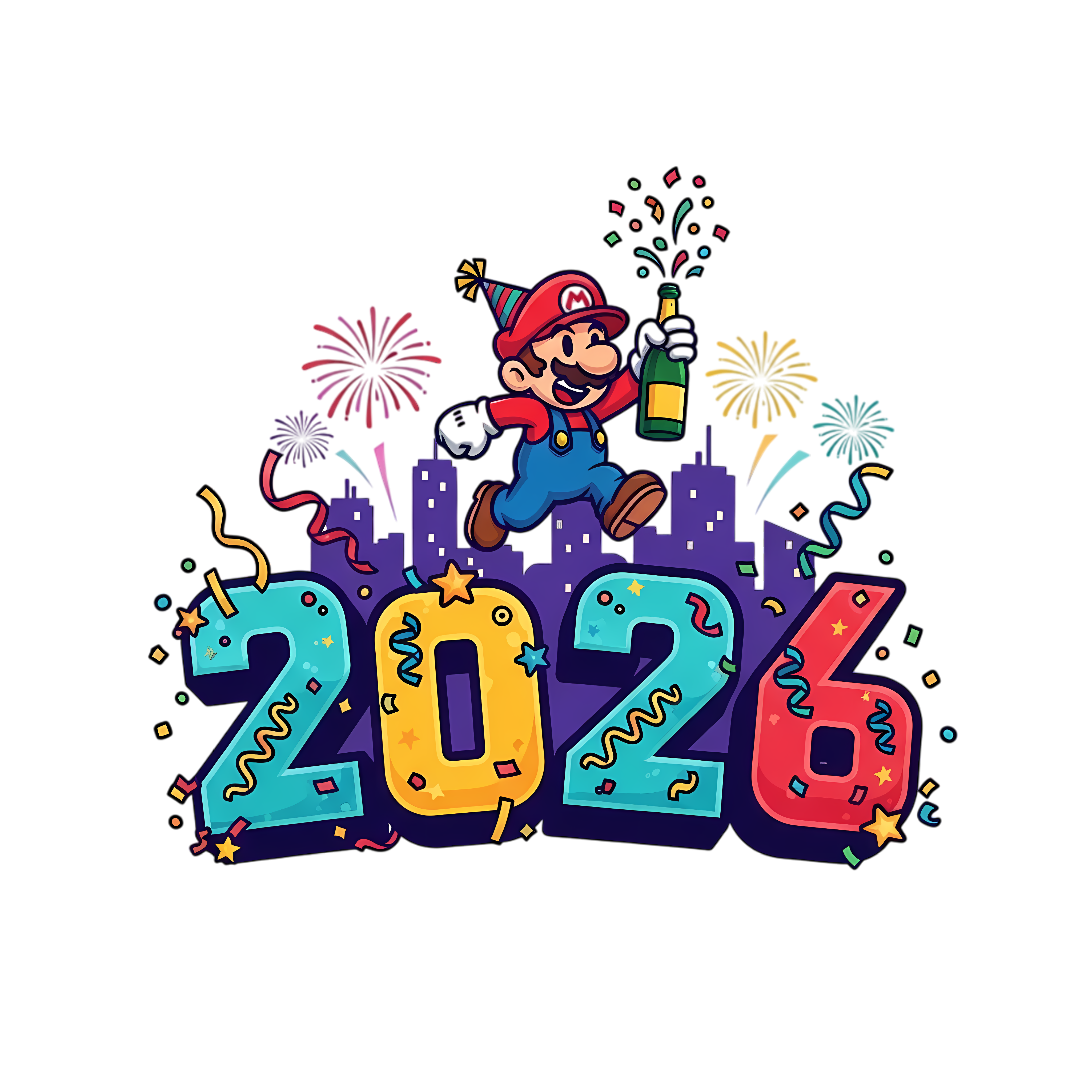 arcade platformer 2026 new year cartoon design