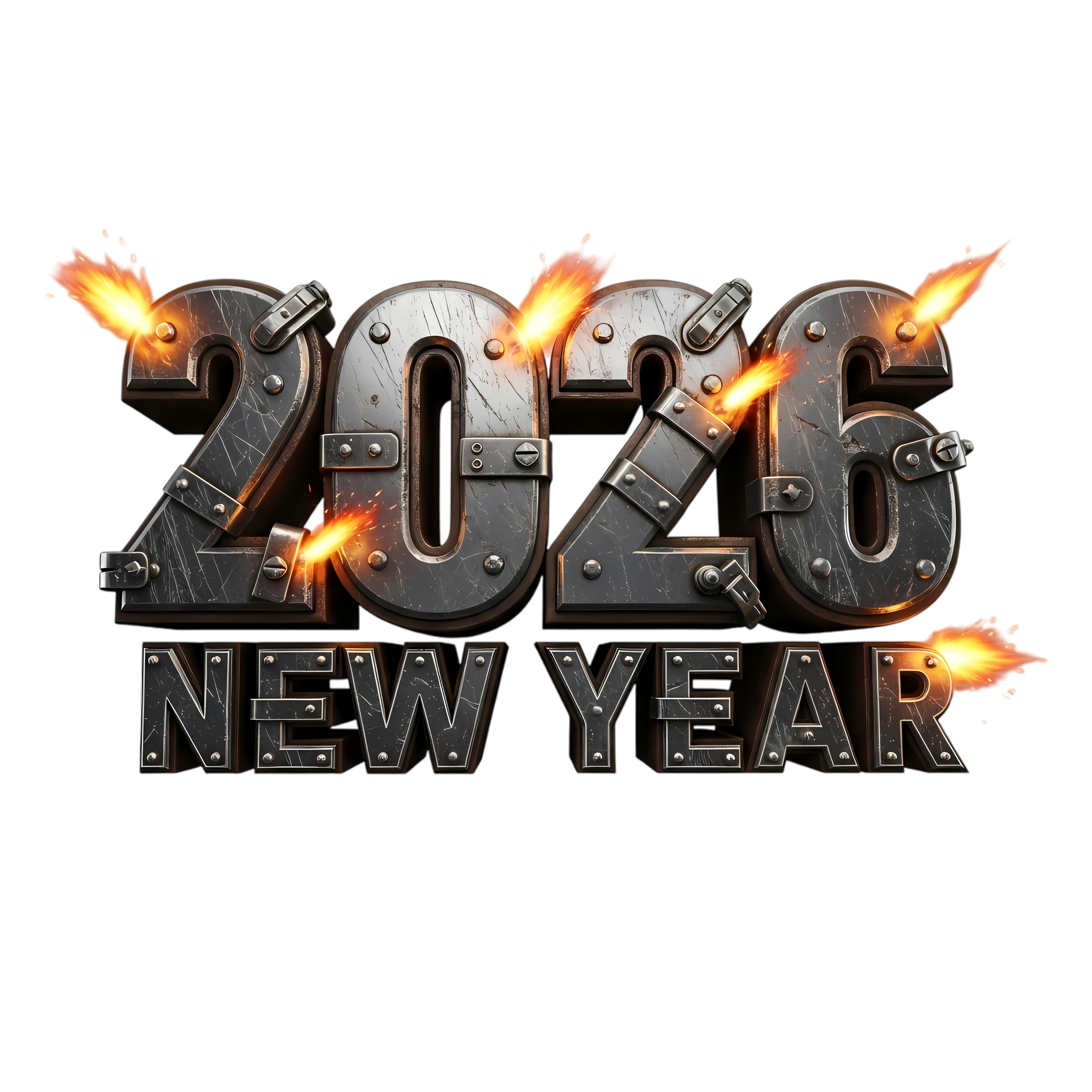 battle royale 2026 steel effect new year typography
