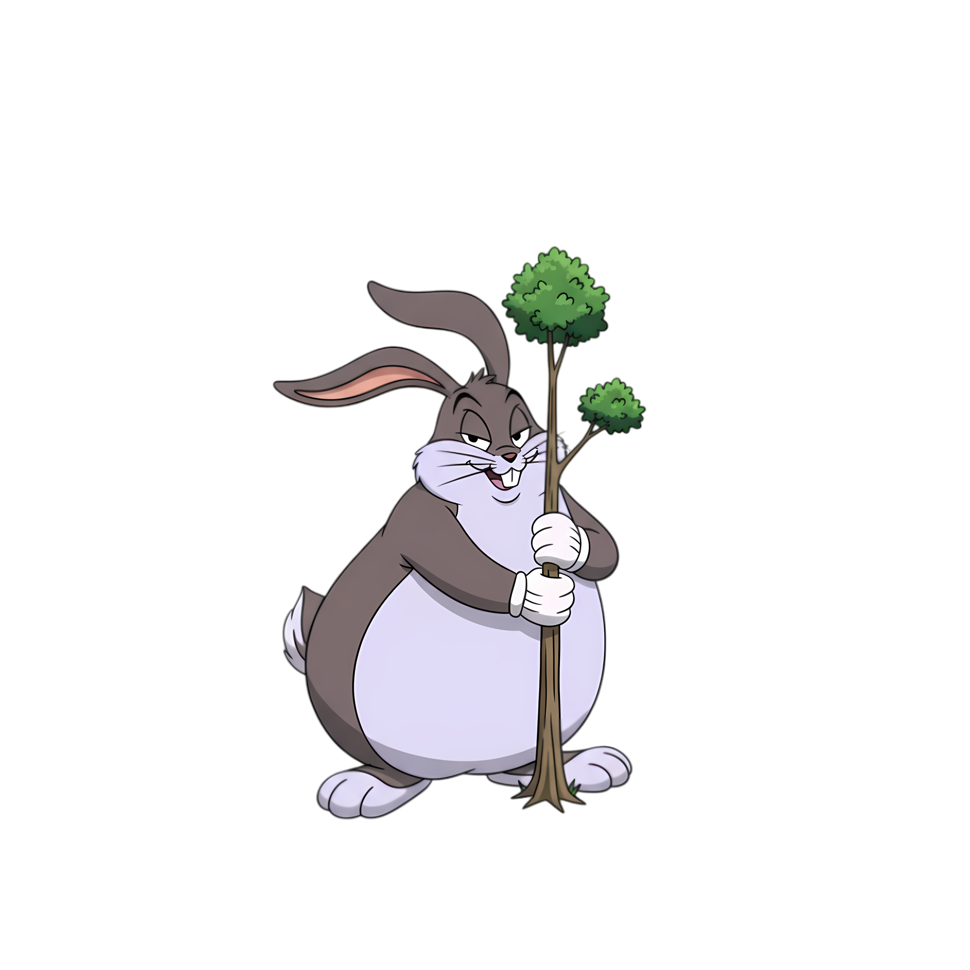 big chungus fat bugs bunny failing to hide behind tree