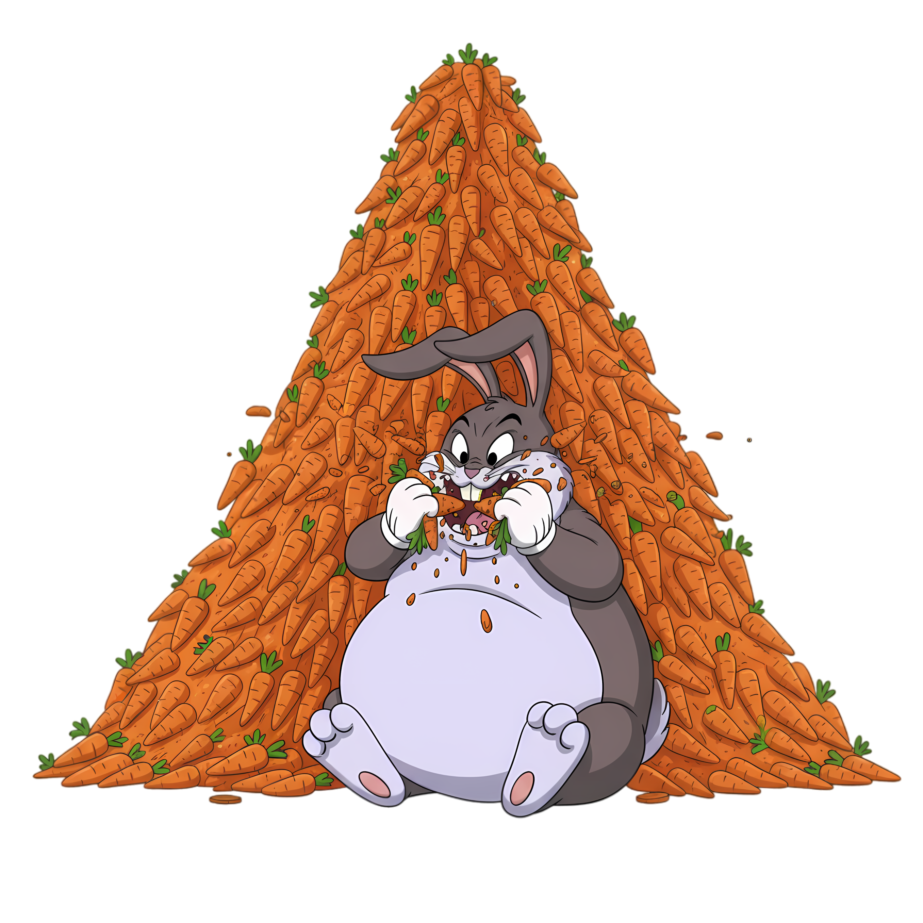 big chungus fat eating a mountain of carrots