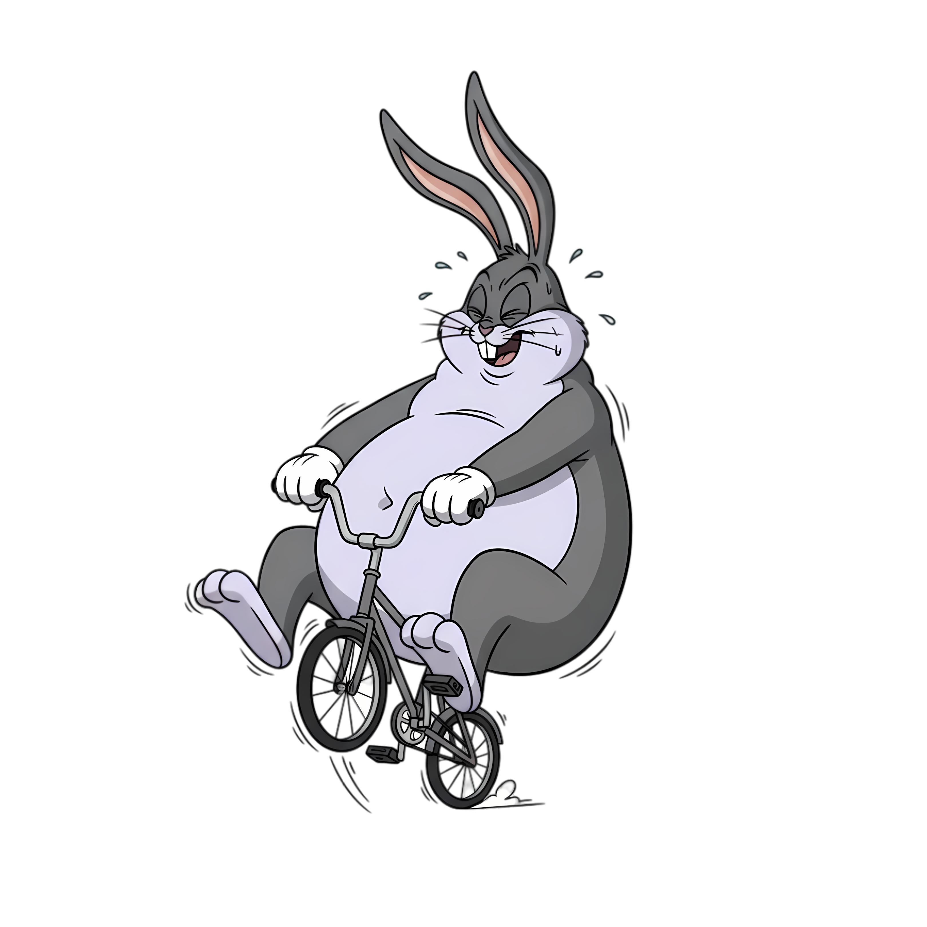 big chungus fat riding a tiny bicycle