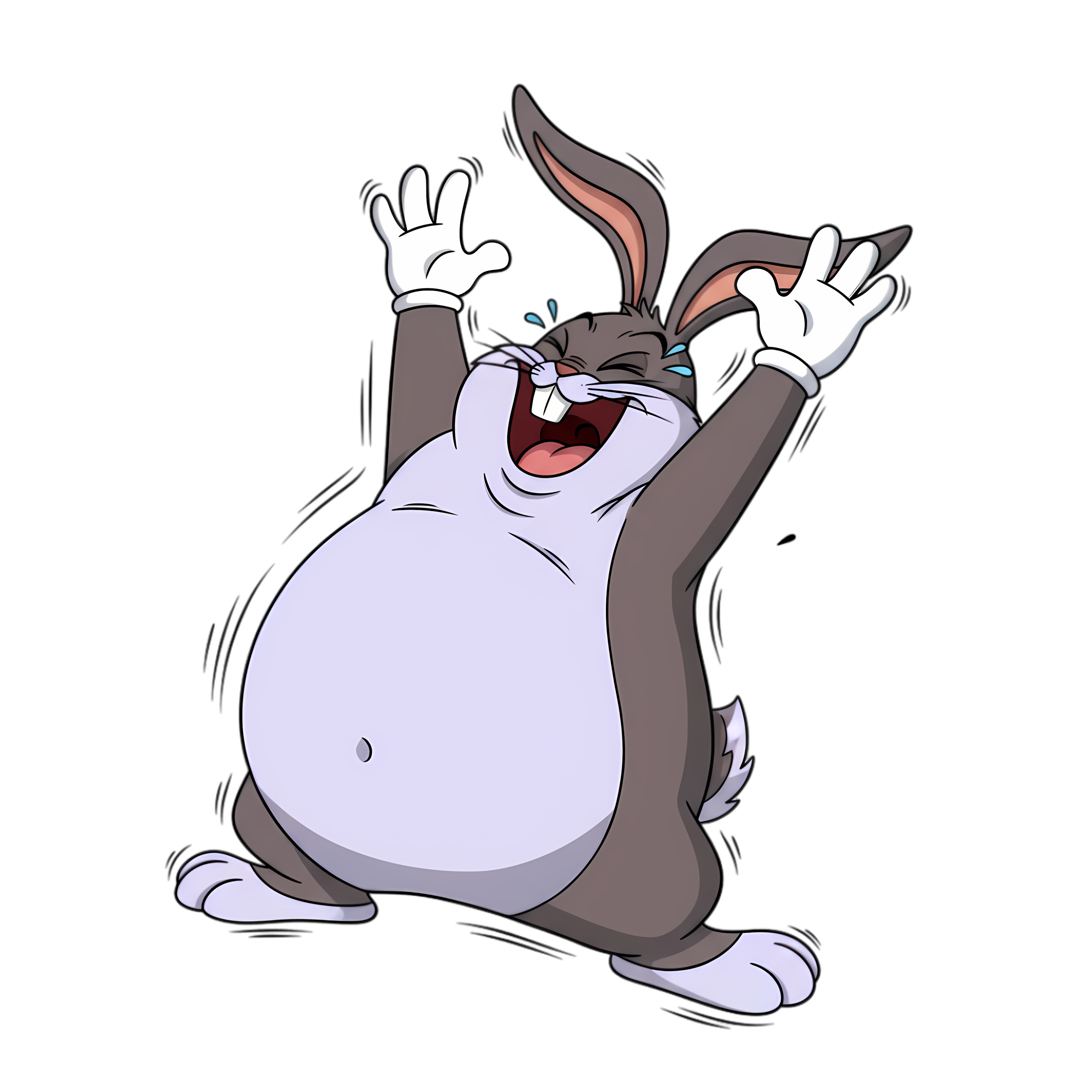 big chungus laughing hard and falling back