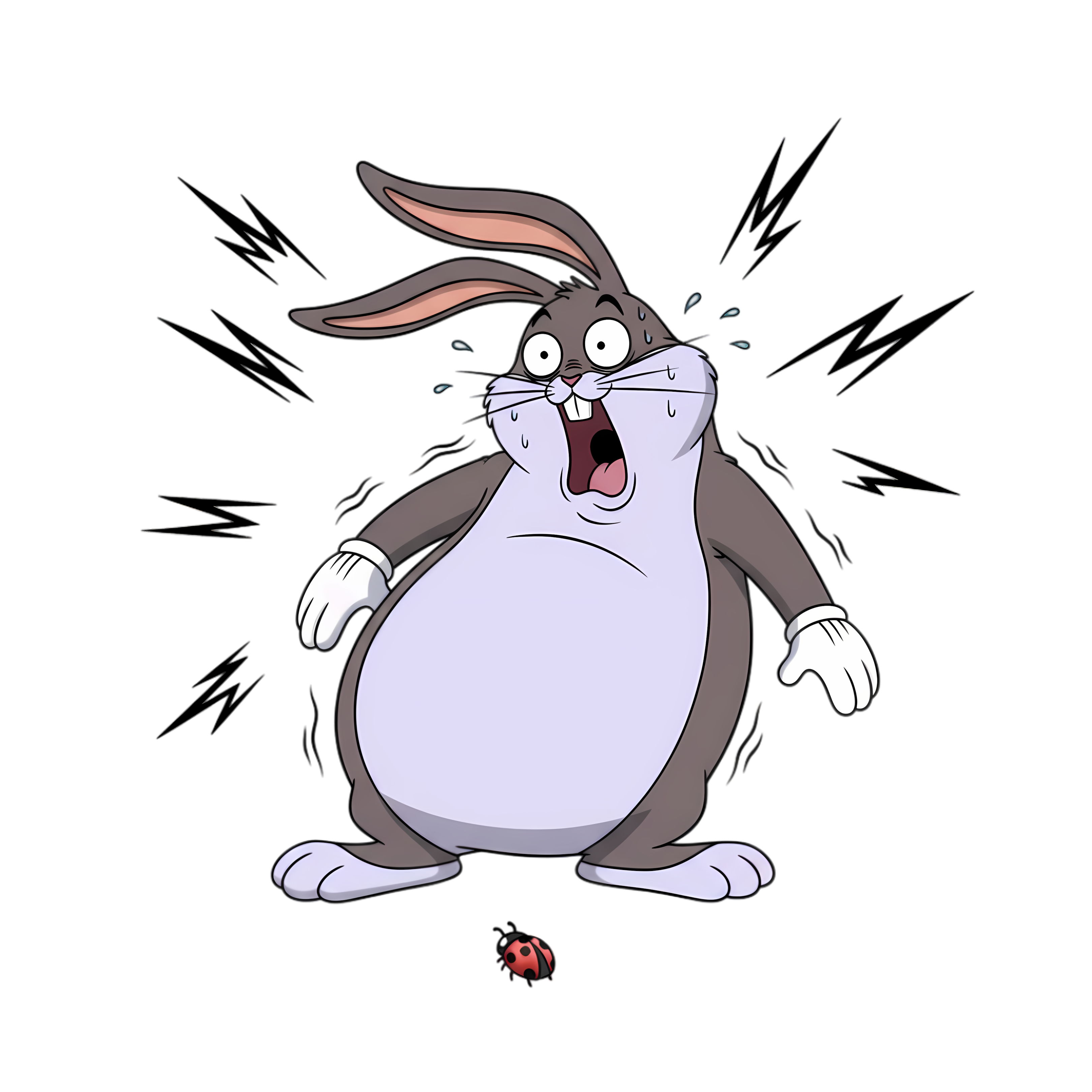 big chungus shocked by a tiny insect