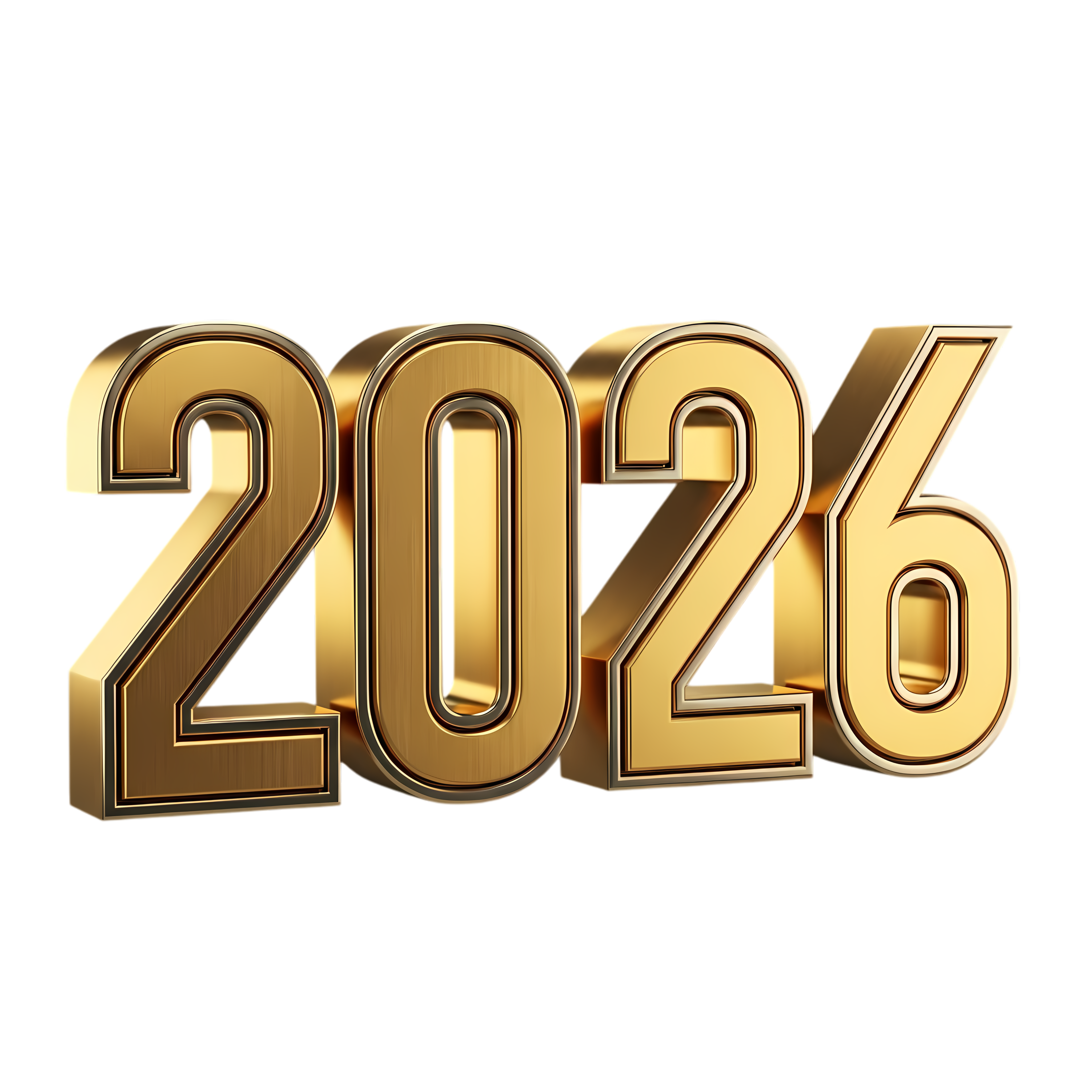 futuristic gold plated 2026 typography