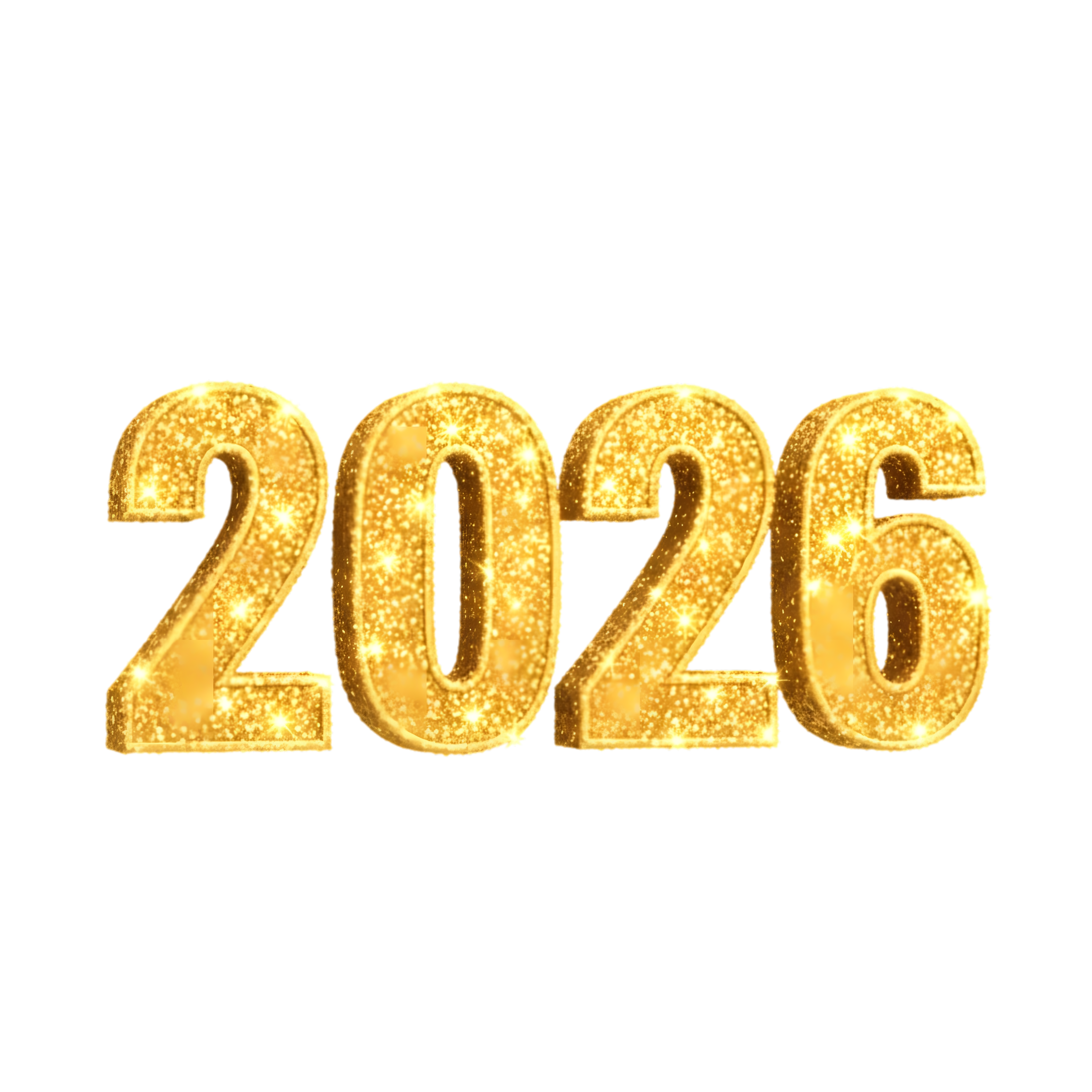 glitter spark gold 2026 number typography