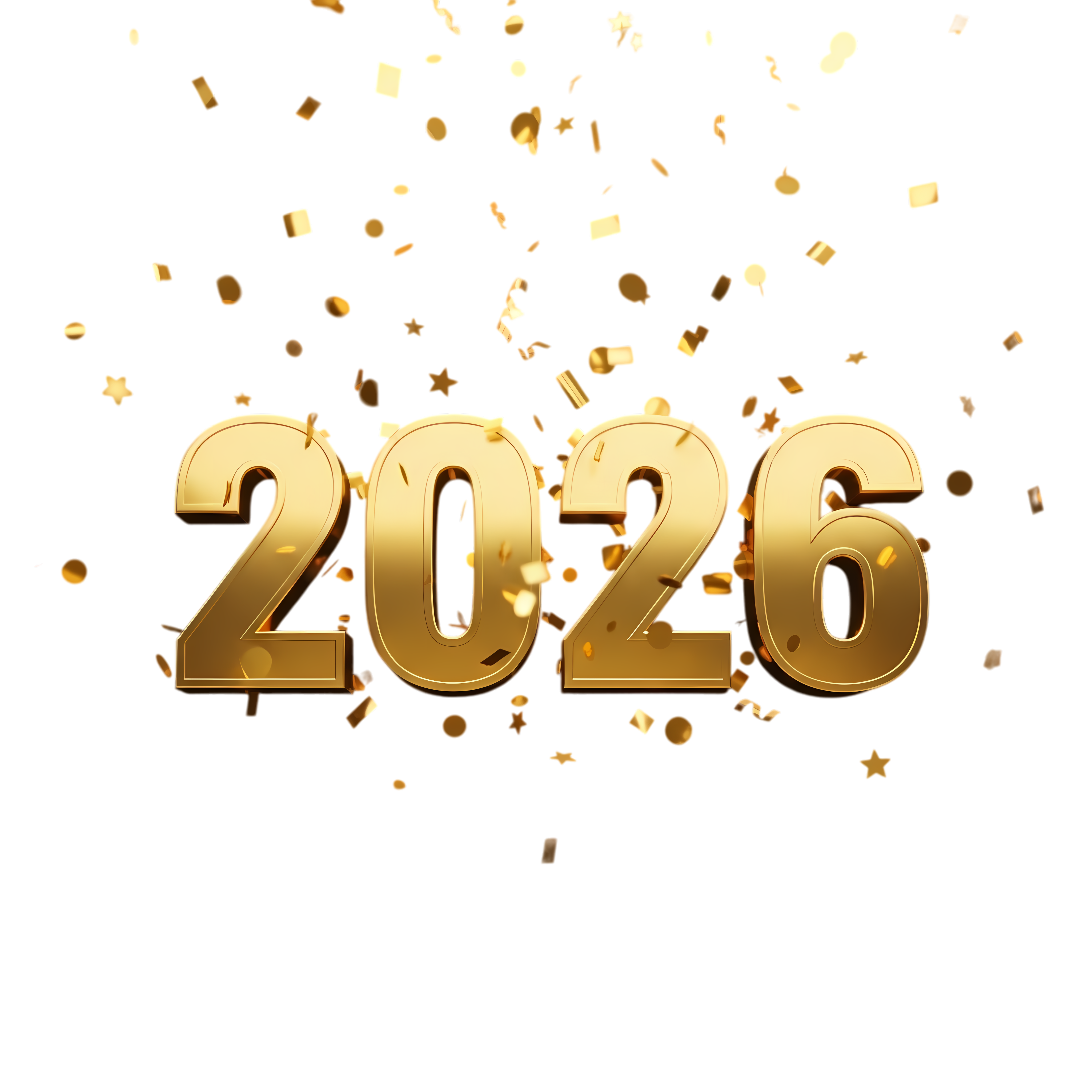 golden confetti 2026 new year celebration design