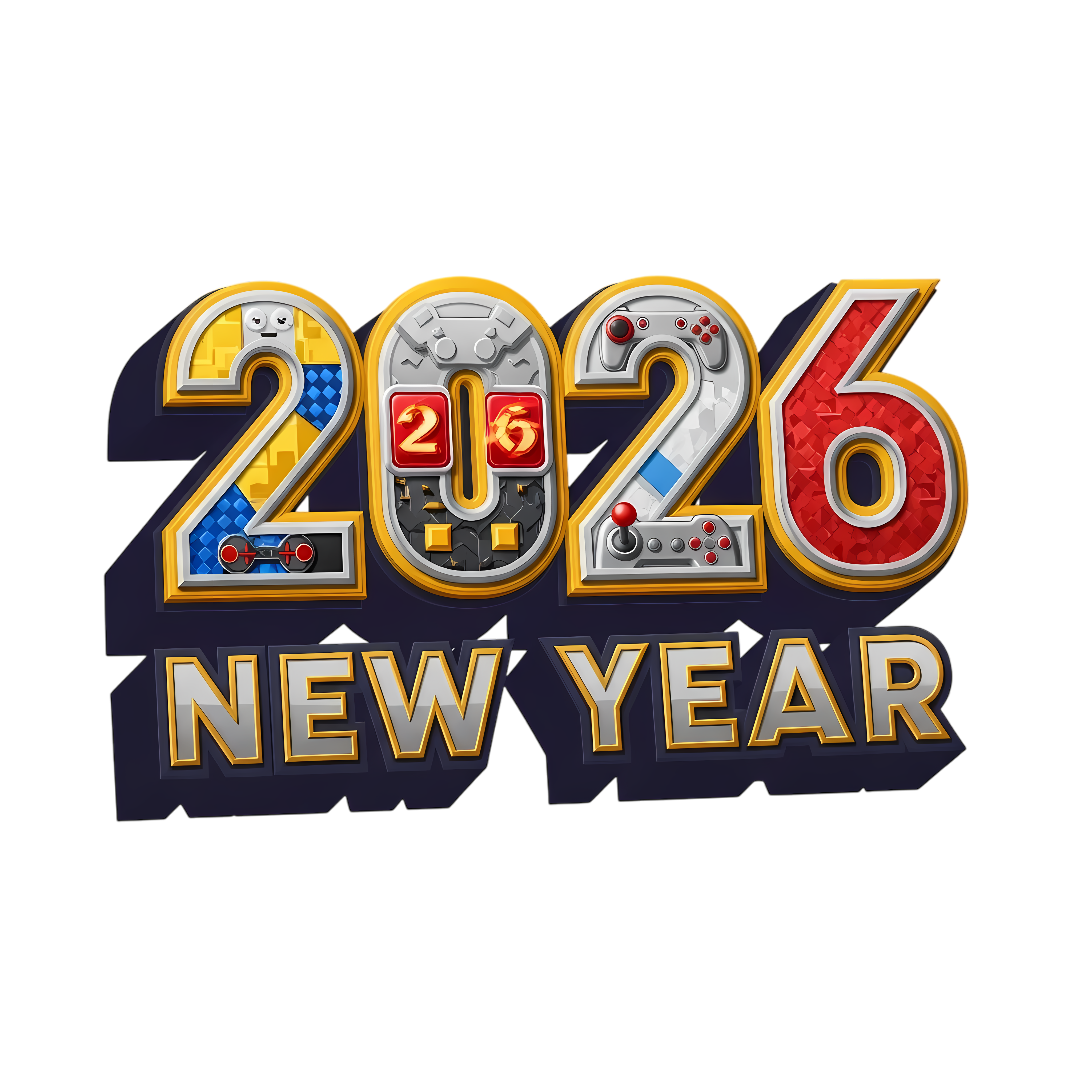 iconic game style 2026 new year typography