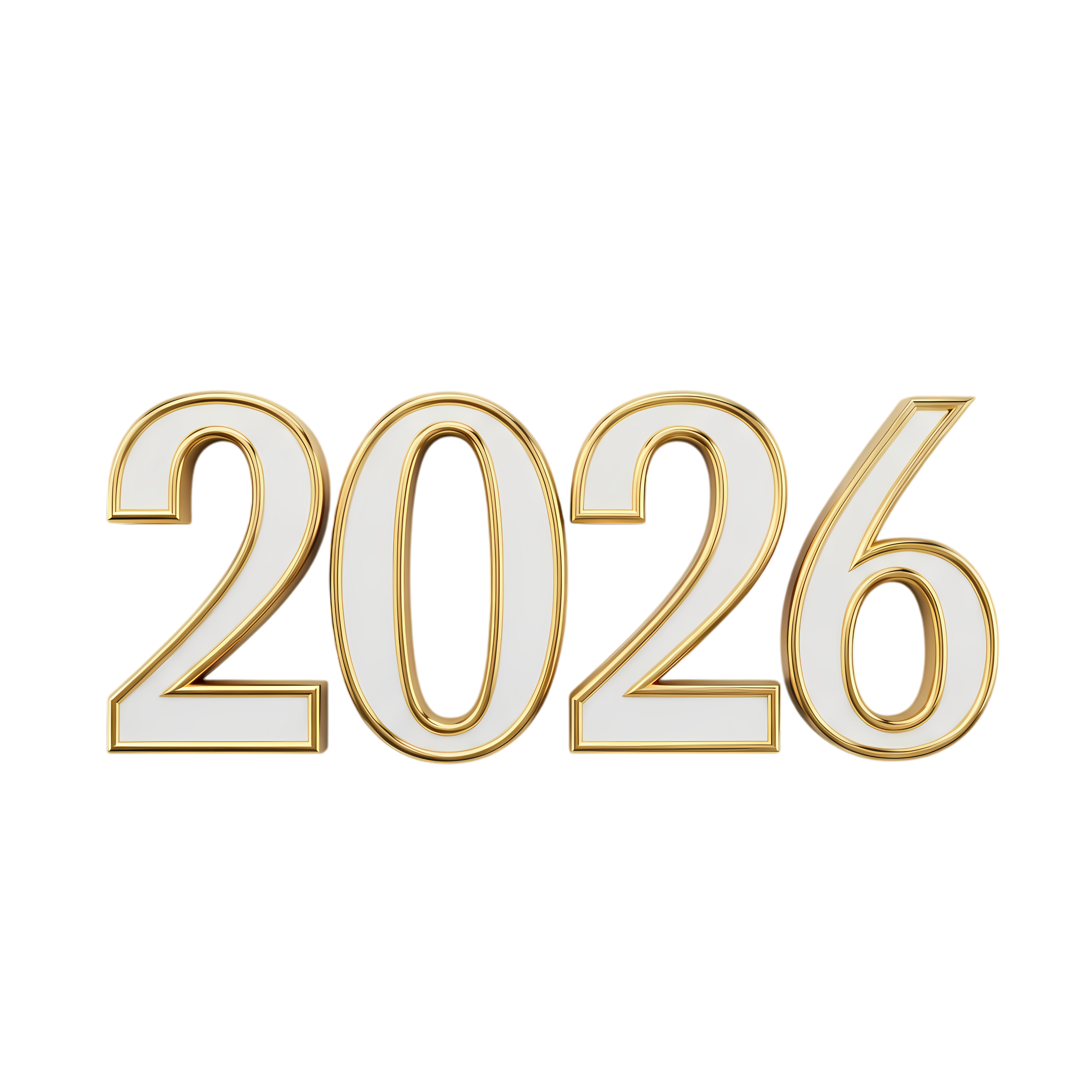 luxury white and gold 2026 number design