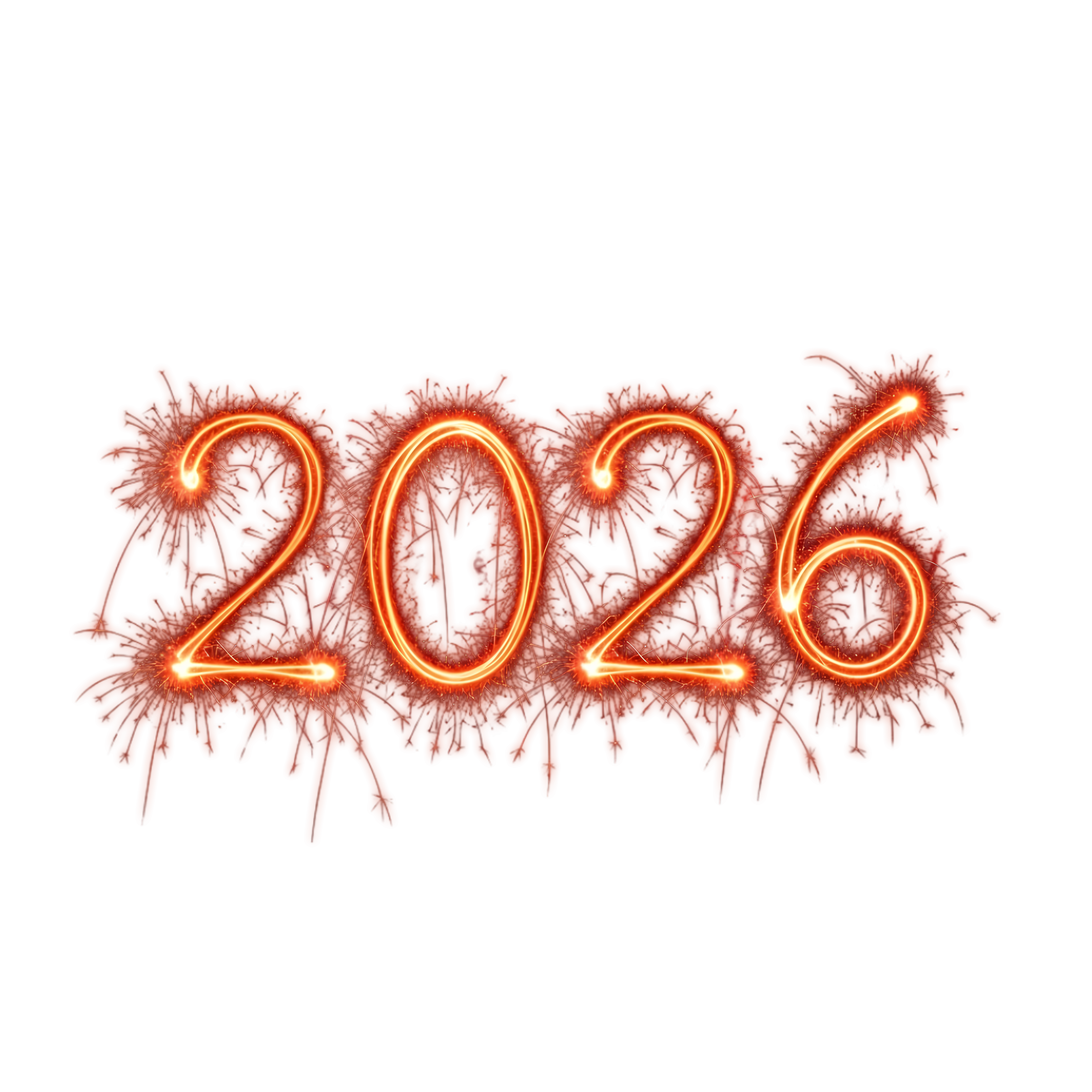 2026 Sparkler Firework with Glowing Orange Digits