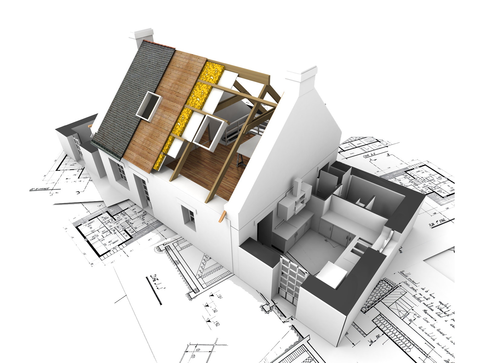 Cutaway House Model with Yellow Insulation