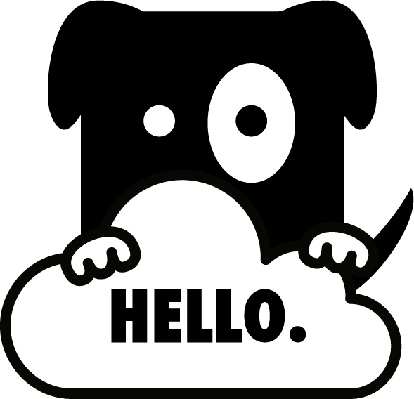 Black and White Cartoon Dog Peeking over Cloud