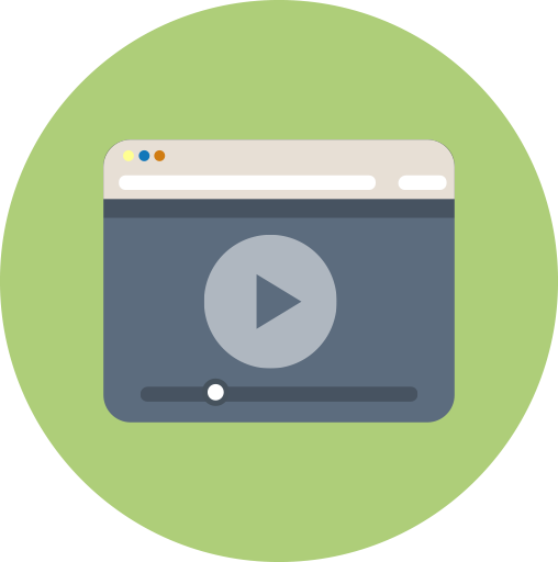 Flat Video Player Window Icon with Play Button