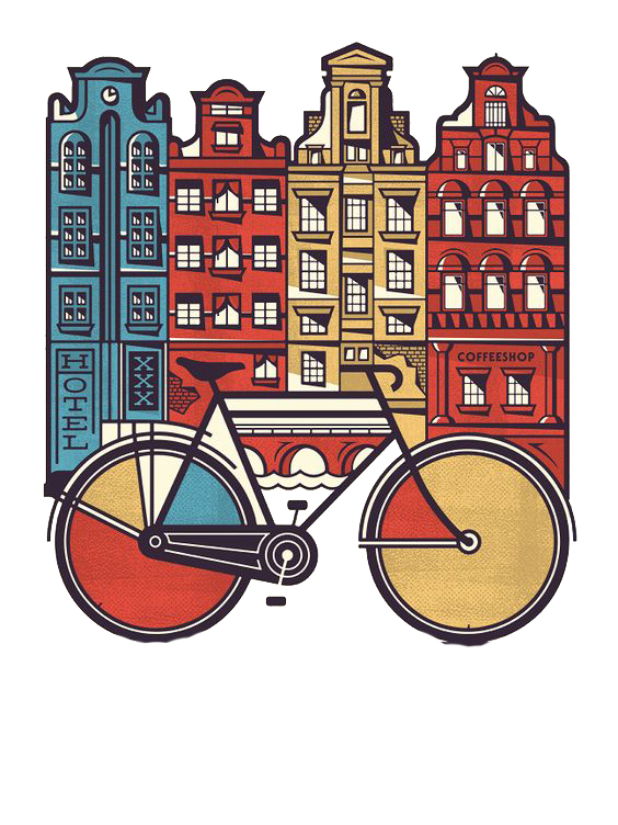 amsterdam t shirt graphic design poster illustration bicycle building decoration image