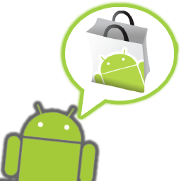Green Android Robot with Shopping Bag Bubble