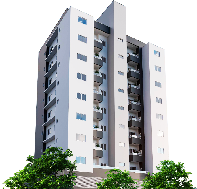 Modern Apartment Tower with Glass Balconies