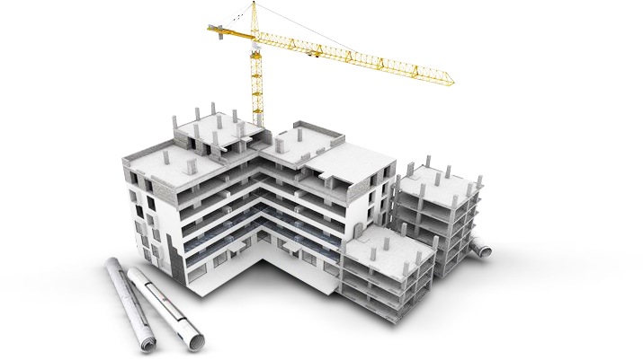 Unfinished Concrete Building with Yellow Crane