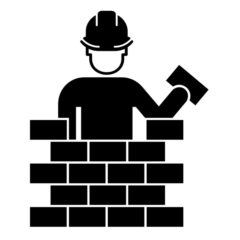 Black Bricklayer Silhouette with Hard Hat