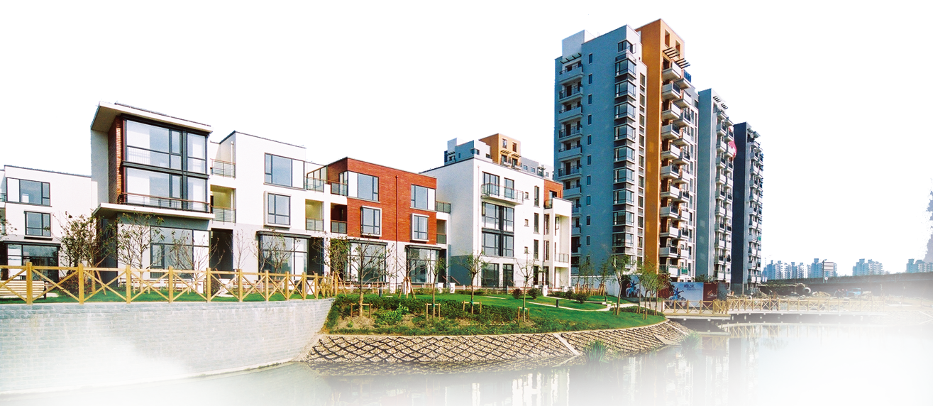 Modern Residential Complex with Brick Townhouses