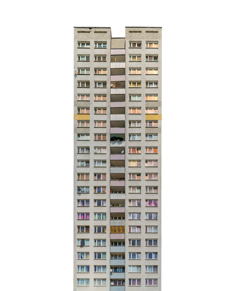 Tall Grey Concrete Apartment Tower