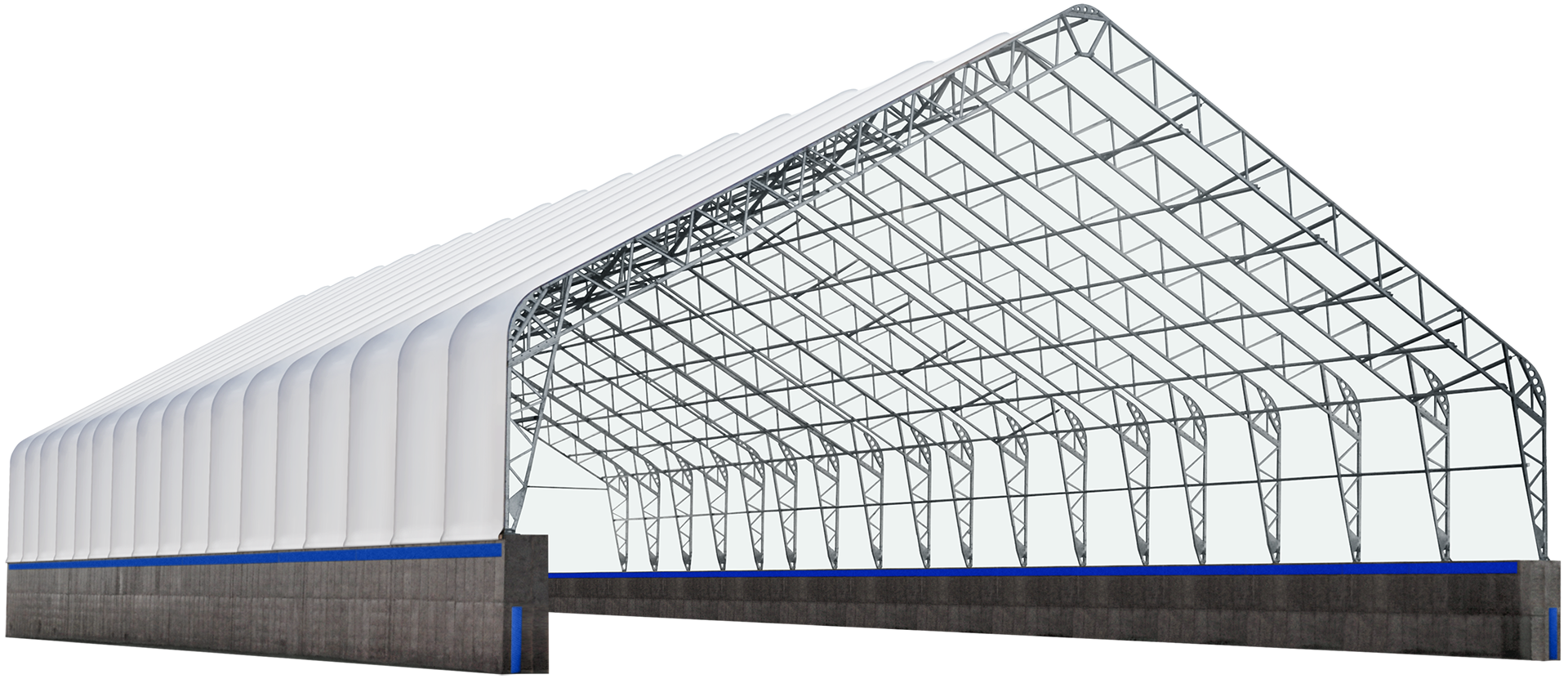 Steel Truss Hangar Frame with White Arched Roof